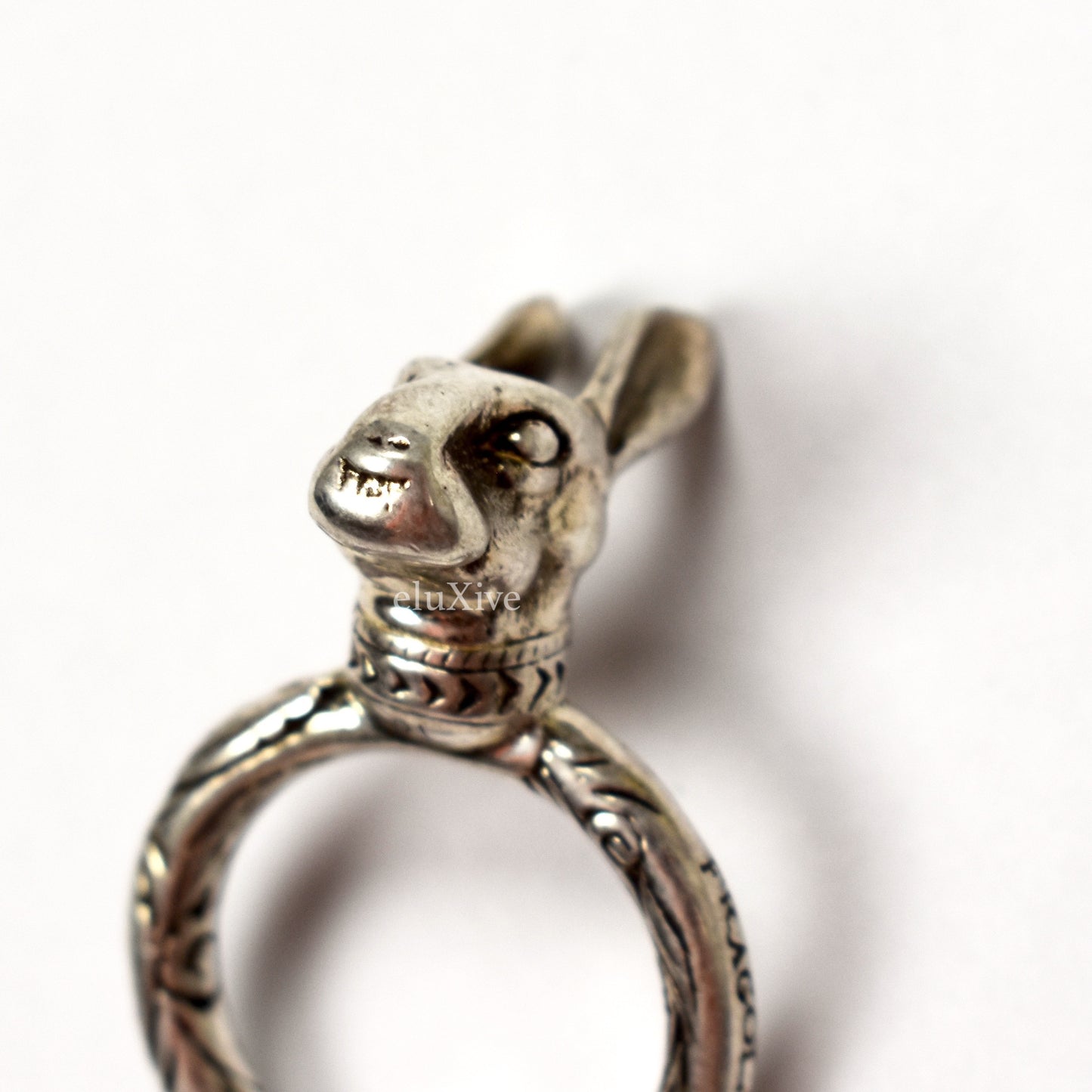 Gucci - Silver GG Logo Rabbit Ring