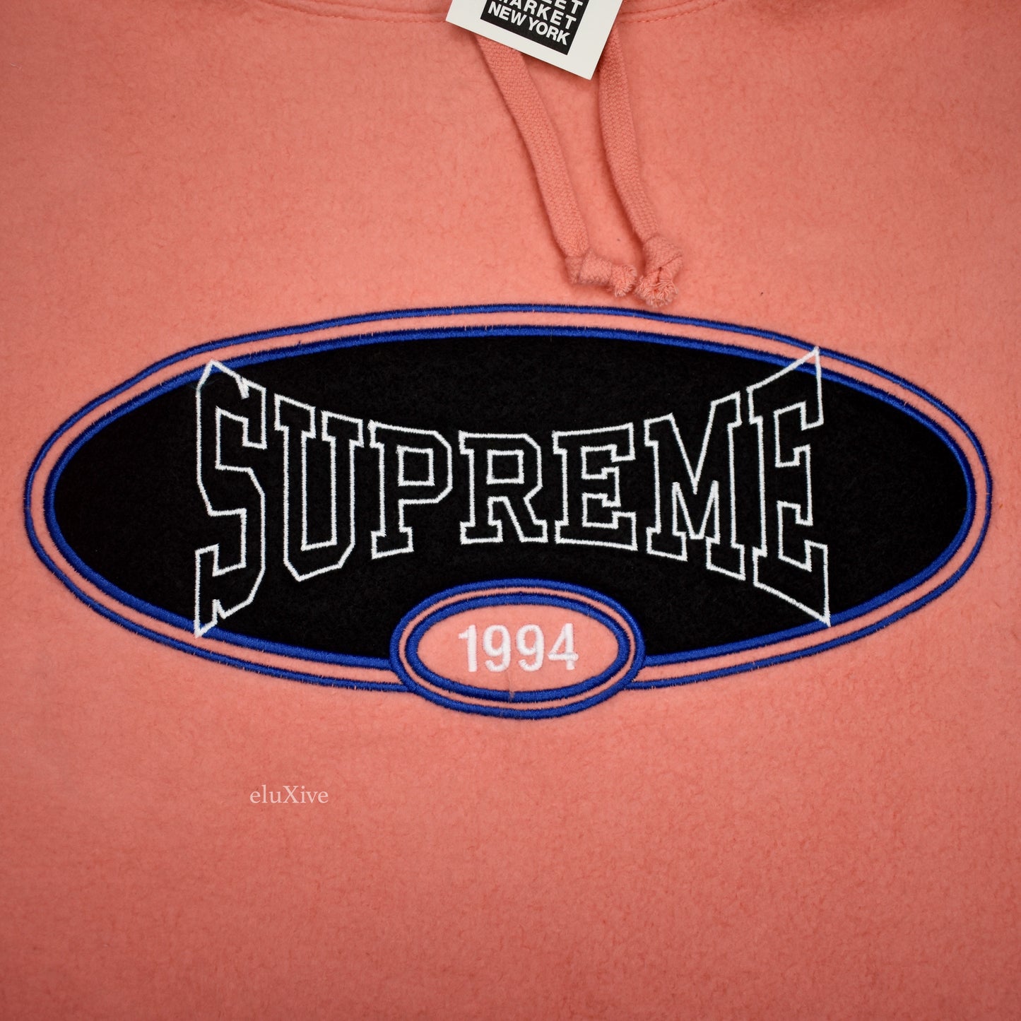 Supreme - Coral Reverse Fleece Logo Hoodie