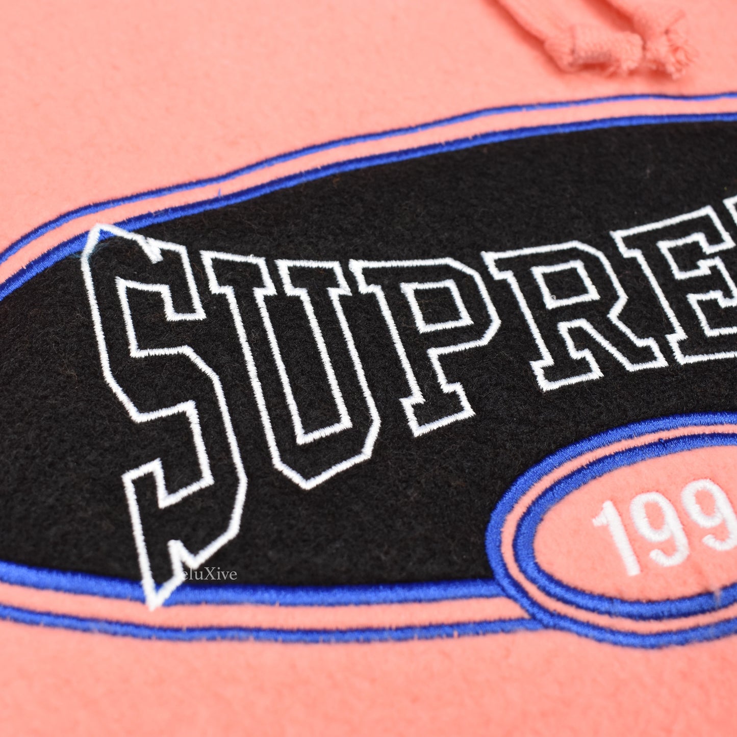 Supreme - Coral Reverse Fleece Logo Hoodie