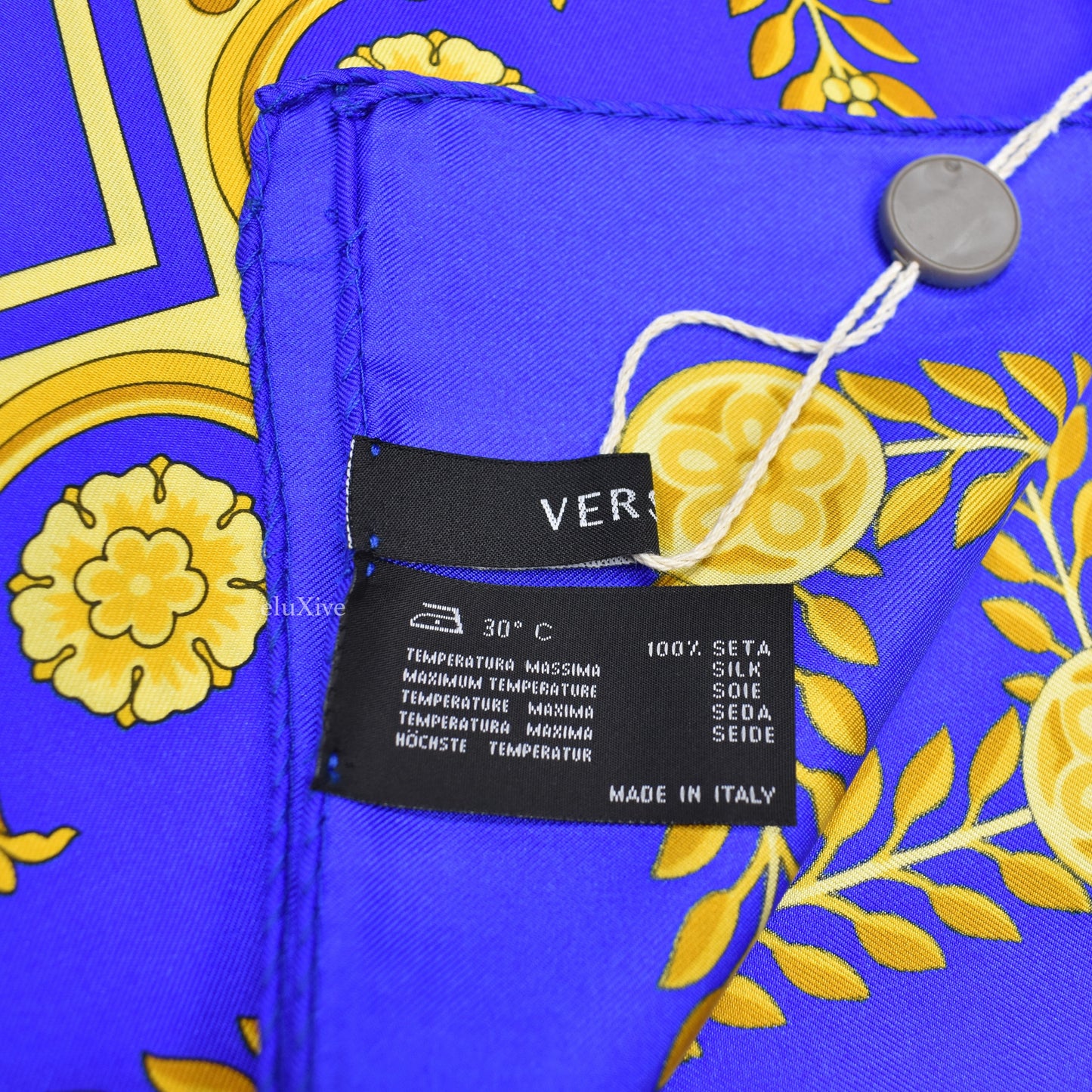 Versace - Blue Barocco Print Silk Scarf