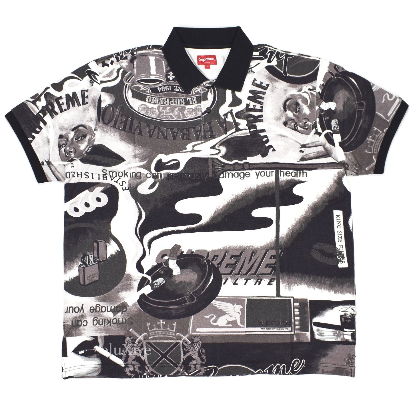 Supreme - Black 'Filtre' Logo Print Polo Shirt