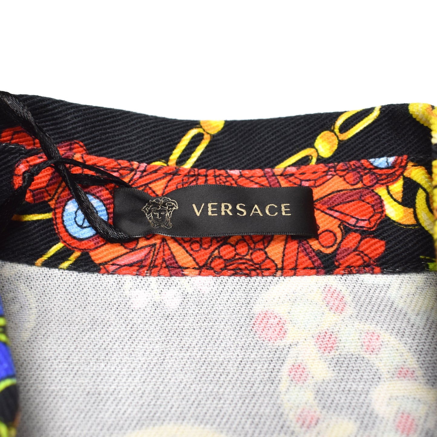 Versace - Black Medusa Logo Jewelry Print Denim Shirt