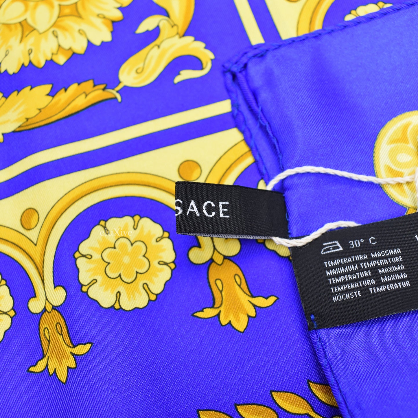 Versace - Blue Barocco Print Silk Scarf
