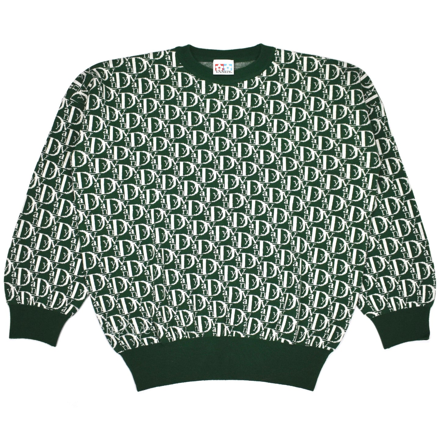 Vandy The Pink - Green 'Vior' Monogram Knit Sweater