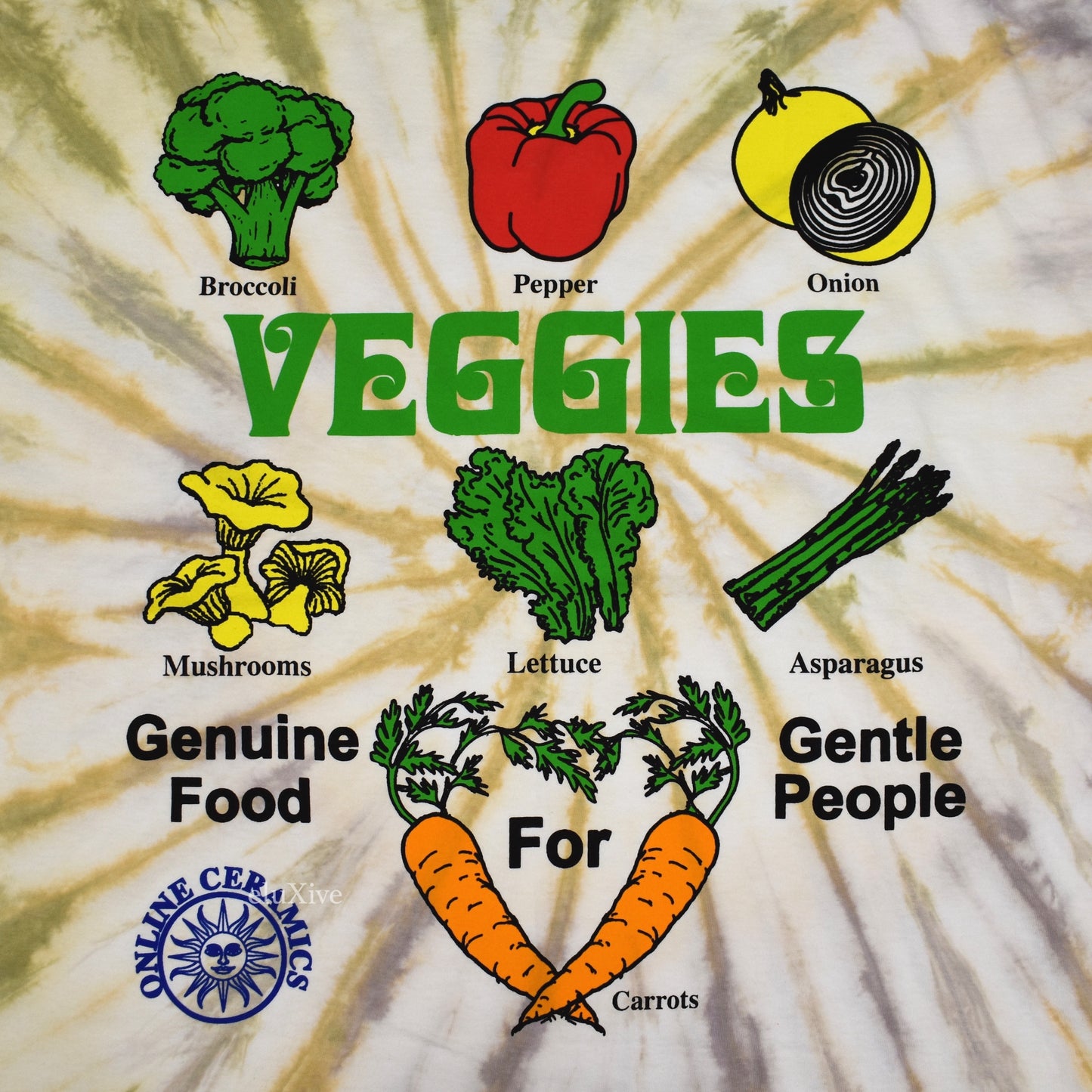 Online Ceramics - Genuine Food 'Veggies' Tie Dye T-Shirt