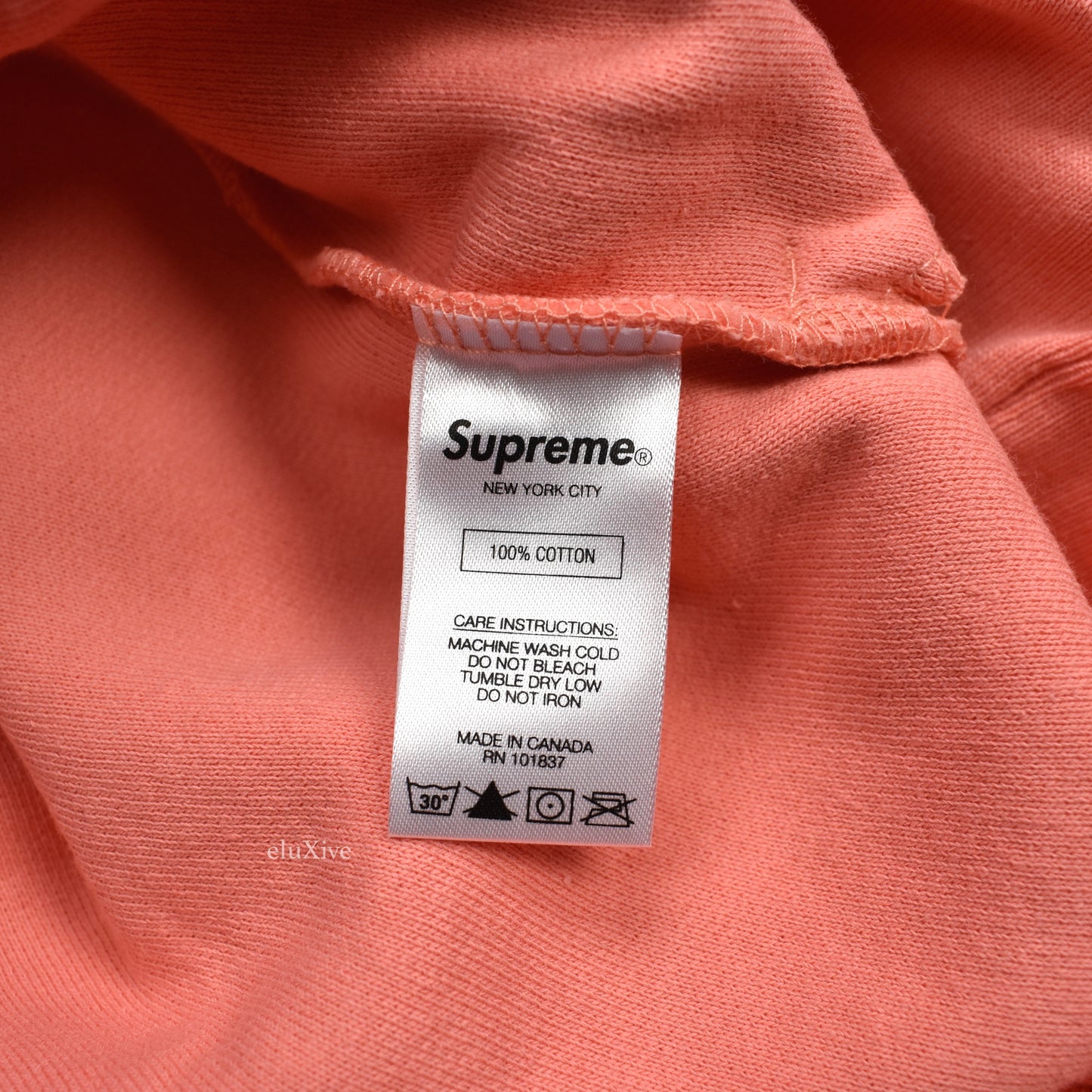 Supreme - Coral Reverse Fleece Logo Hoodie