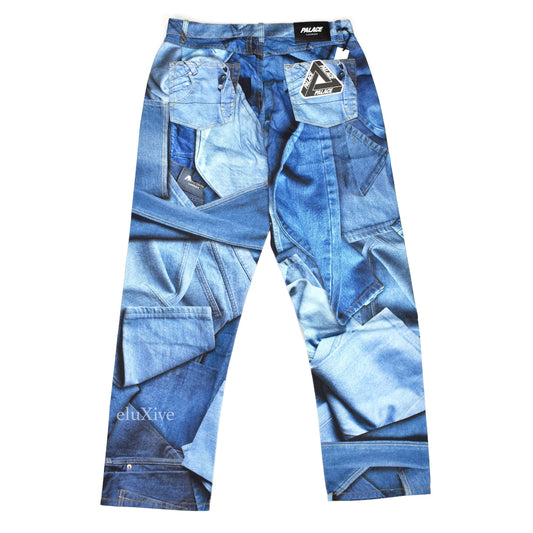 Palace - Double Denim Allover Print Jeans