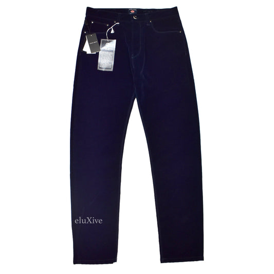 Giorgio Armani x Bugatti - Navy Velvet 5-Pocket Pants