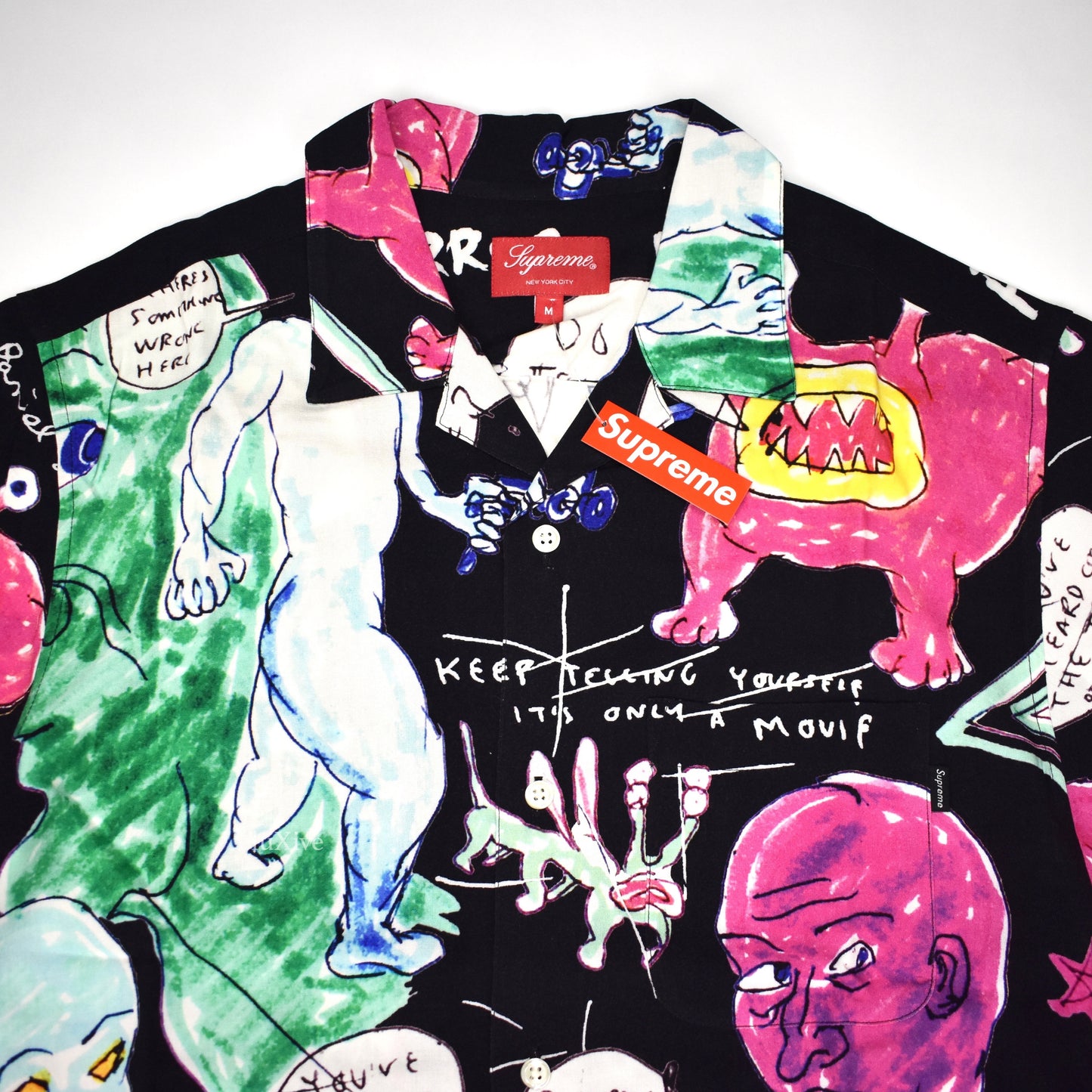 Supreme x Daniel Johnston - Black Artwork Print Rayon Club Shirt