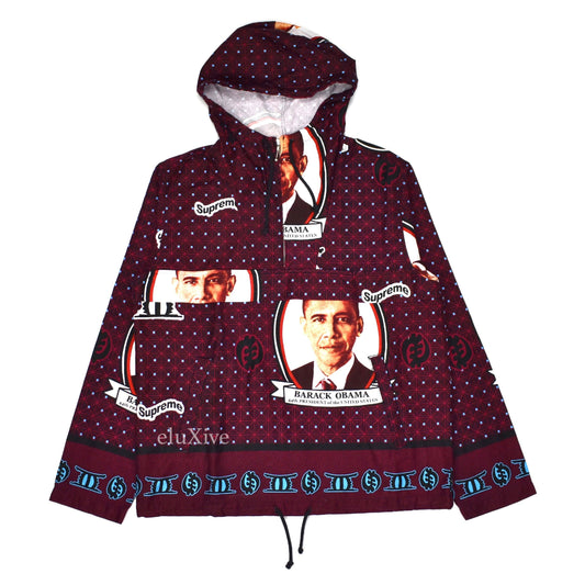 Supreme - Maroon Obama Print Anorak