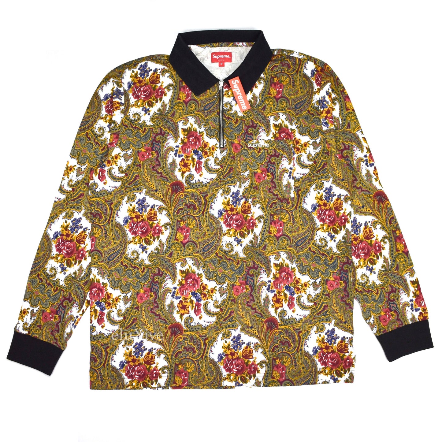 Supreme - Paisley Print Zip-Up Polo Shirt