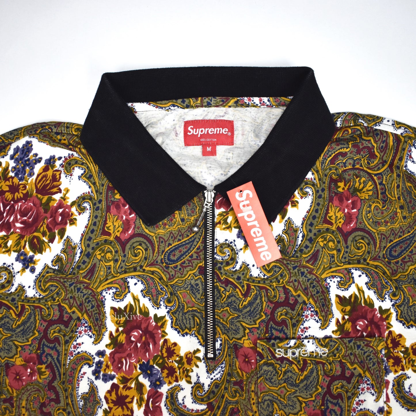 Supreme - Paisley Print Zip-Up Polo Shirt