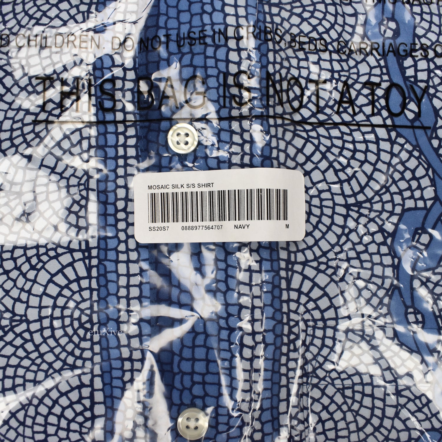 Supreme - Blue Mosaic Logo Print Silk Shirt – eluXive