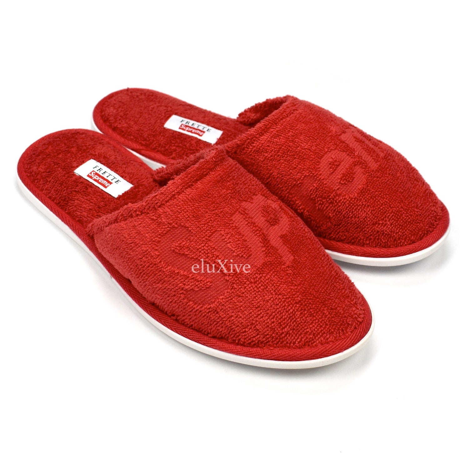 Supreme frette hot sale slippers red