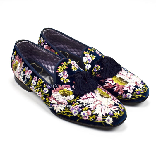 Tom Ford - Hand Embroidered Floral Velvet Loafers