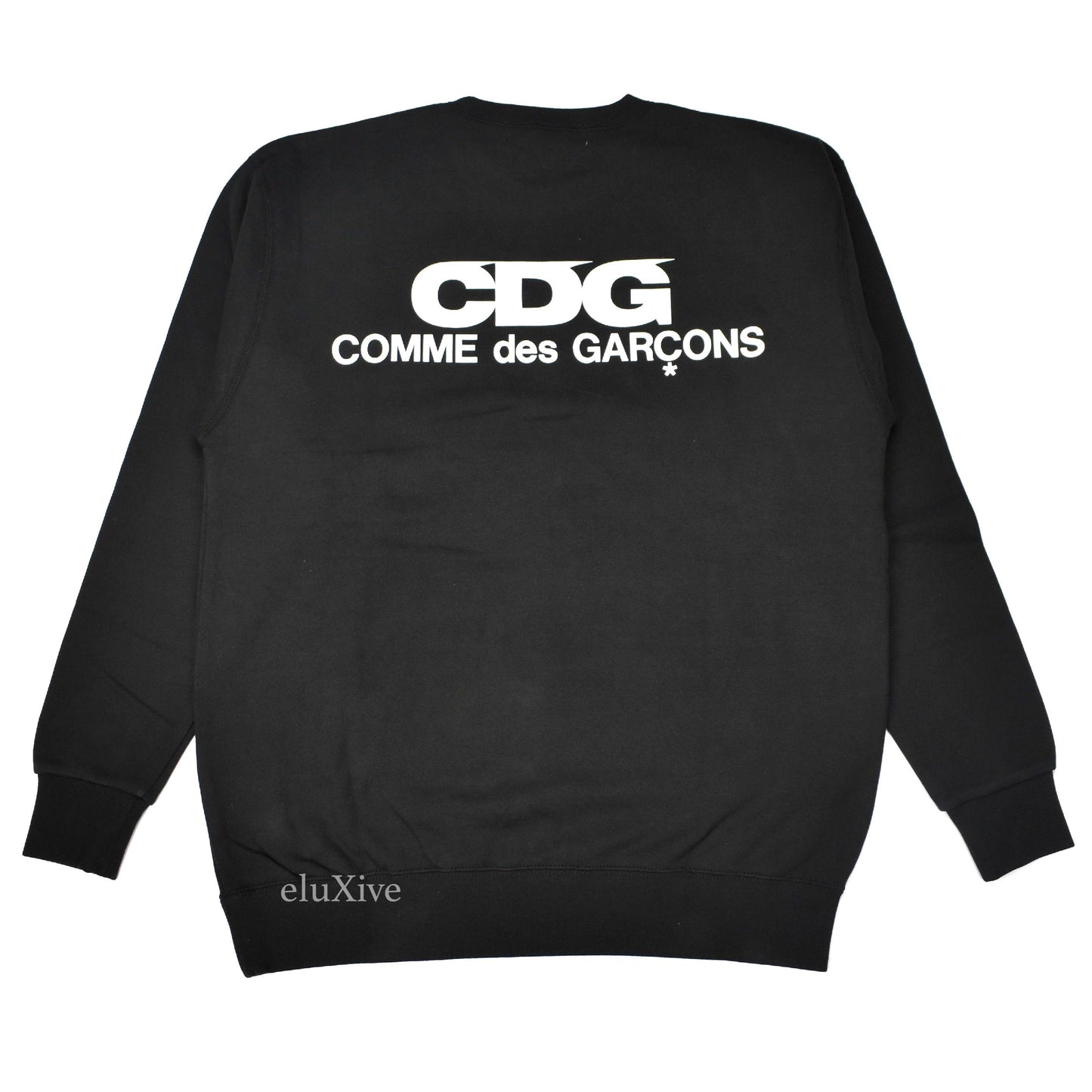 Comme Des Garcons - Men's Black CDG Logo Print Crewneck Sweatshirt ...