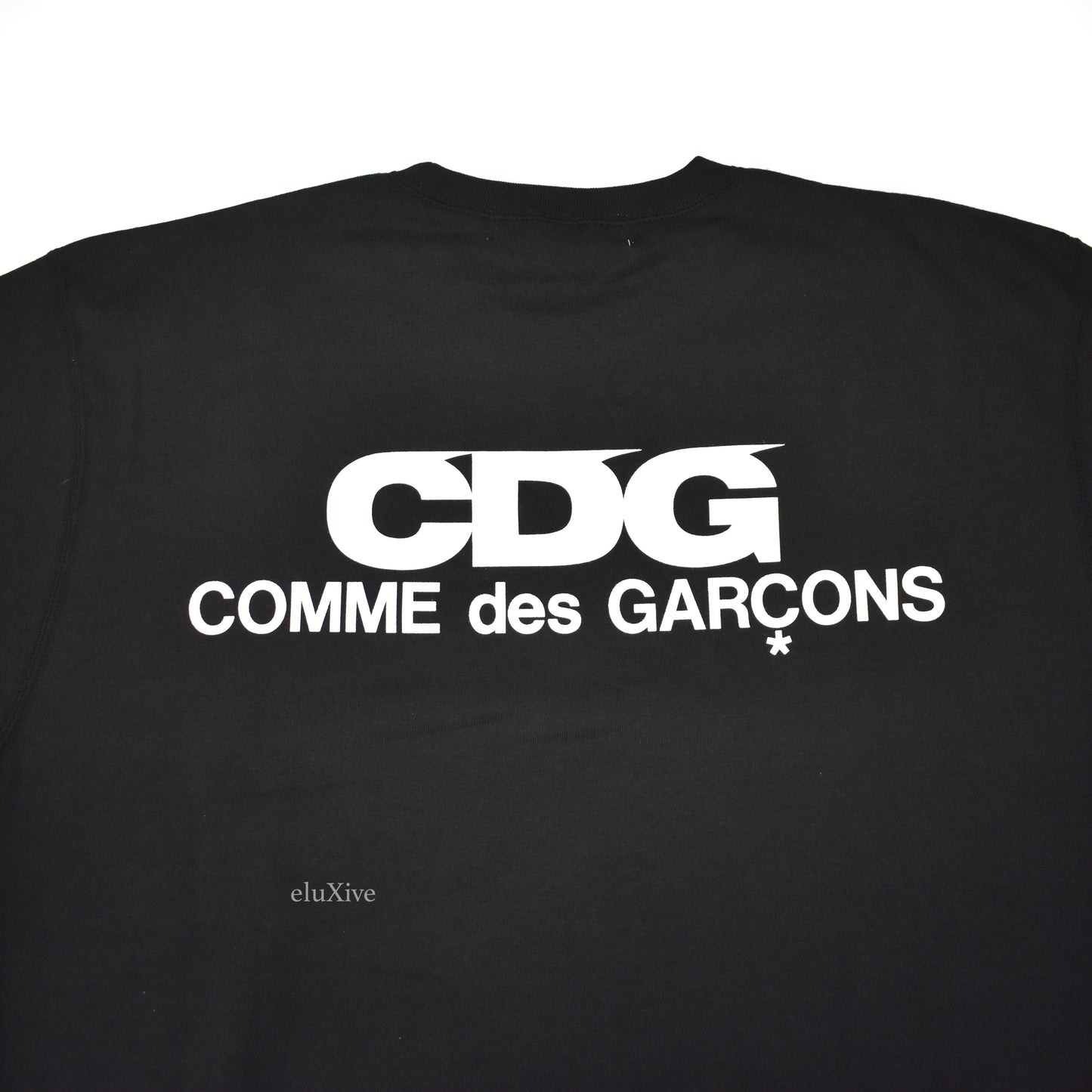 Comme Des Garcons - Men's Black CDG Logo Print Crewneck Sweatshirt ...
