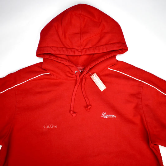 Supreme - Red Piping Script Logo Hoodie