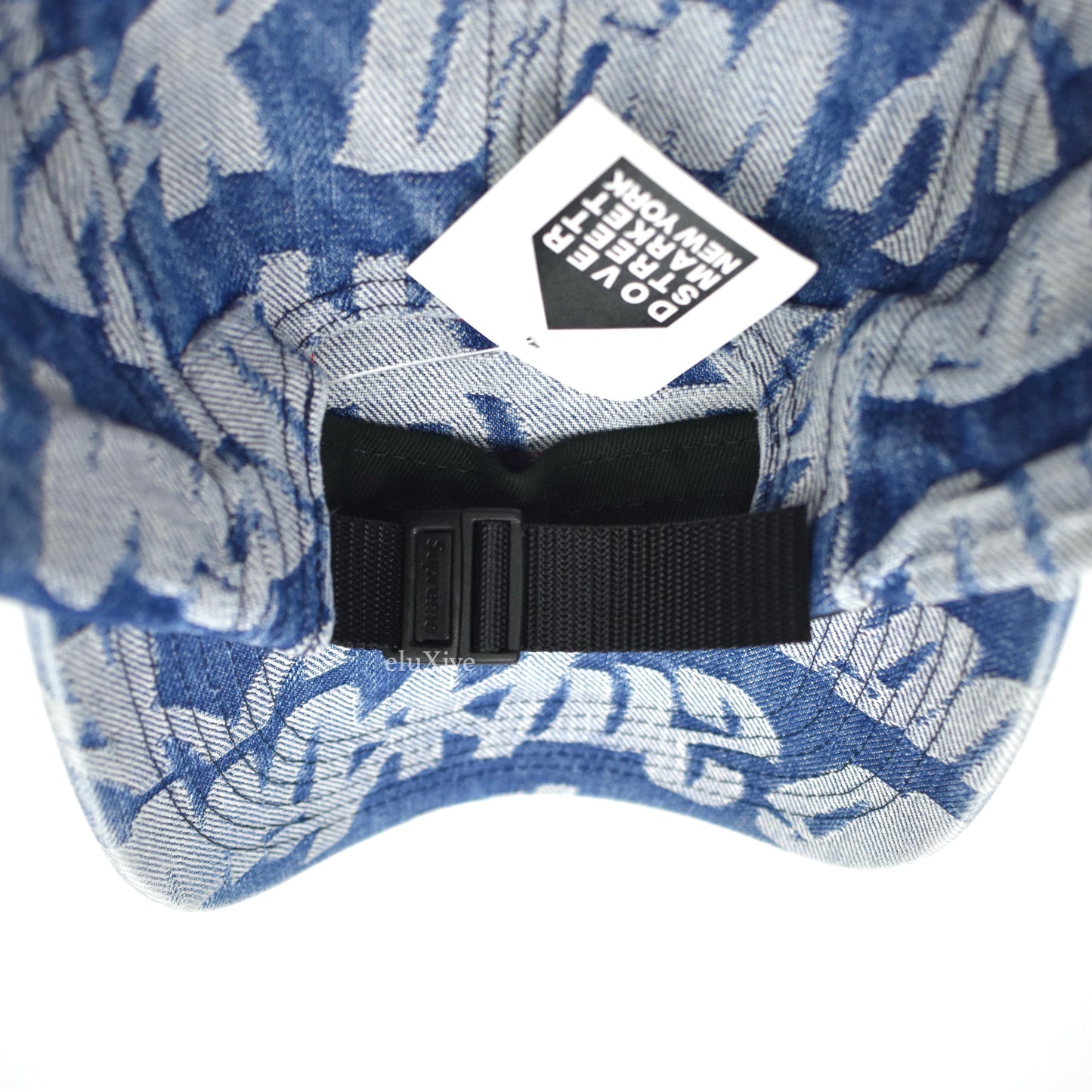 Supreme - Blue Fat Tip 'LV' Jacquard Logo Denim Bucket Hat – eluXive