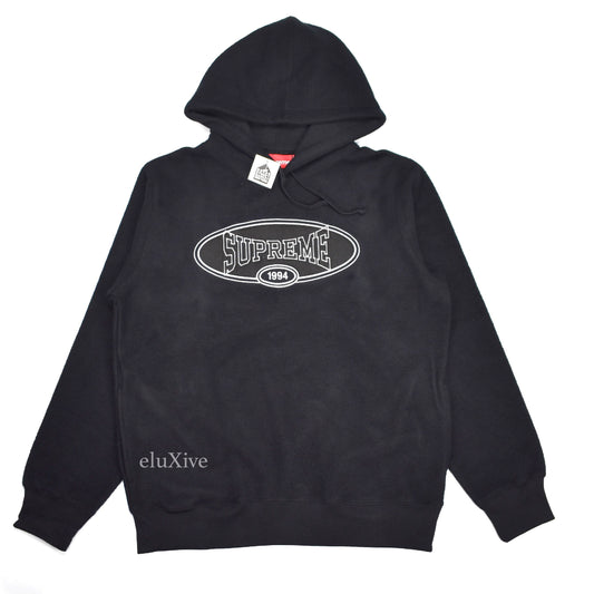 Supreme - Black Reverse Fleece Logo Hoodie