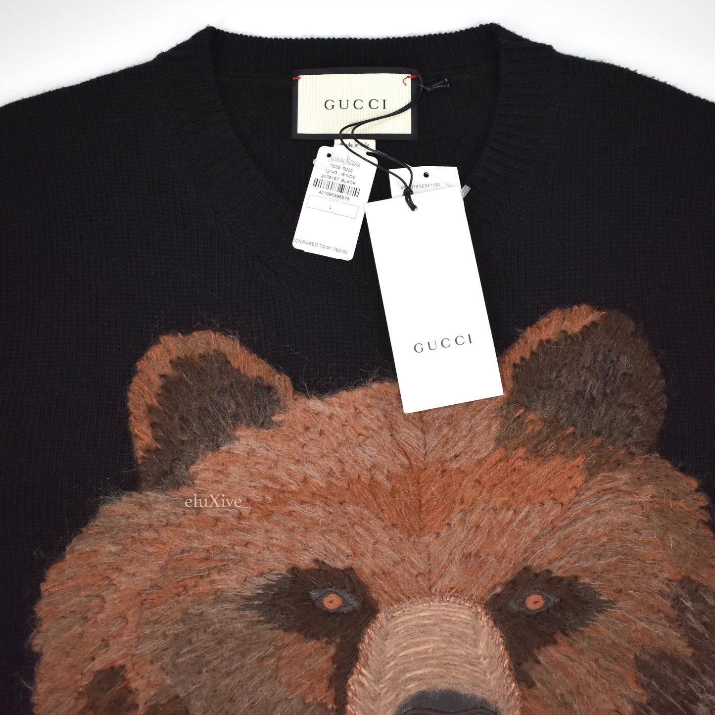 Gucci - Bear Embroidered Wool Sweater