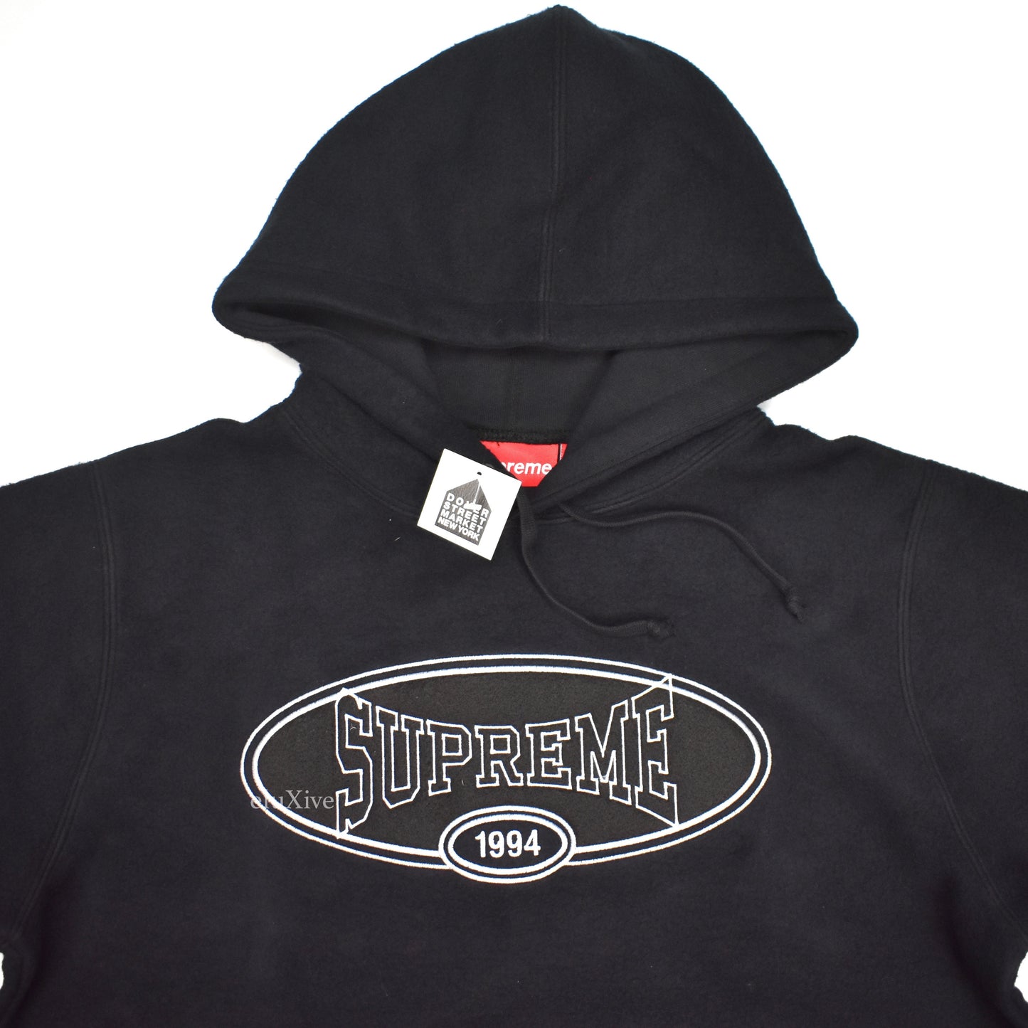 Supreme - Black Reverse Fleece Logo Hoodie