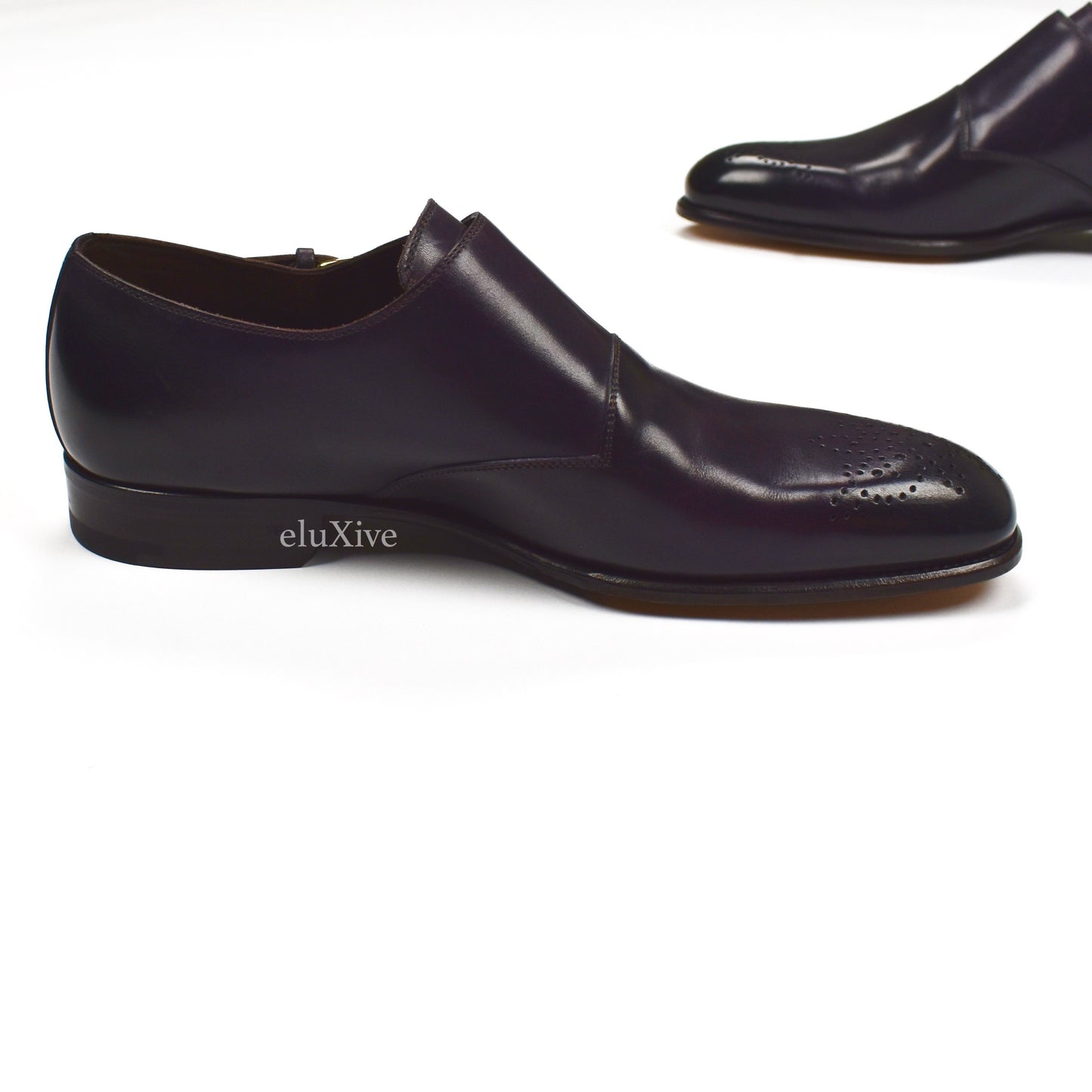 Tom Ford - Eggplant Purple Leather Monk Strap Shoes