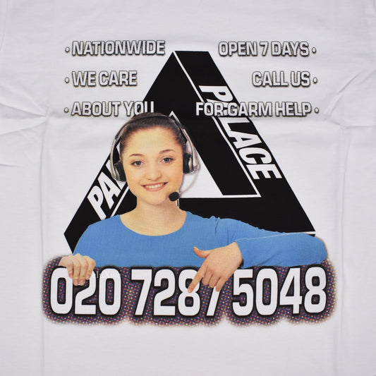 Palace - Bell Man Tri-Ferg Logo Phone Number T-Shirt (White)