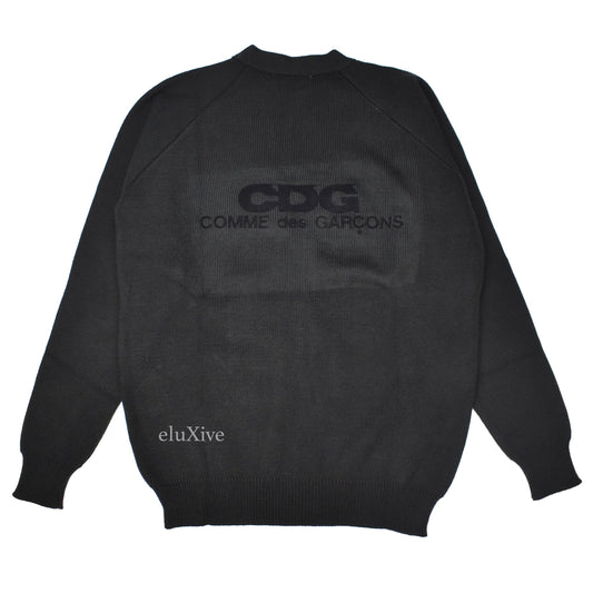Comme Des Garcons - Black Velvet Logo Cardigan