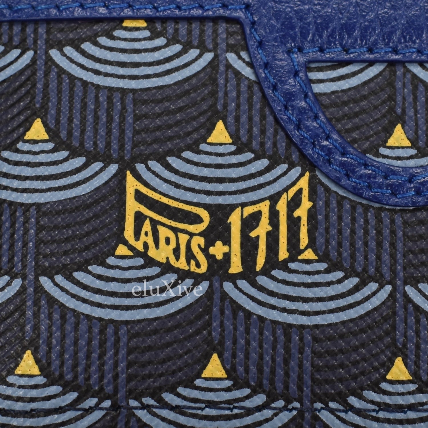 Fauré Le Page - Etendard 4cc Card Holder - Paris Blue Scale Canvas & Navy Leather