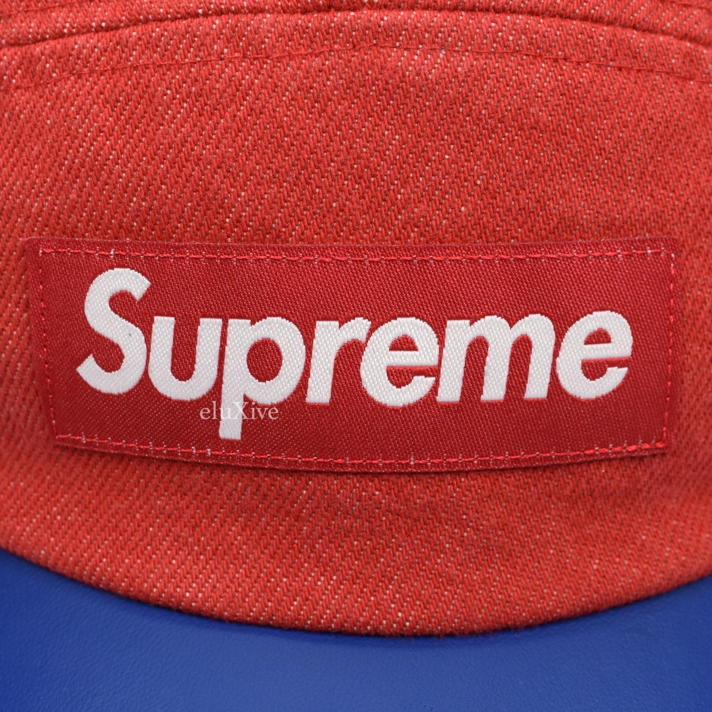 Supreme - 2-Tone Leather Brim Box Logo Hat (Red/Blue)