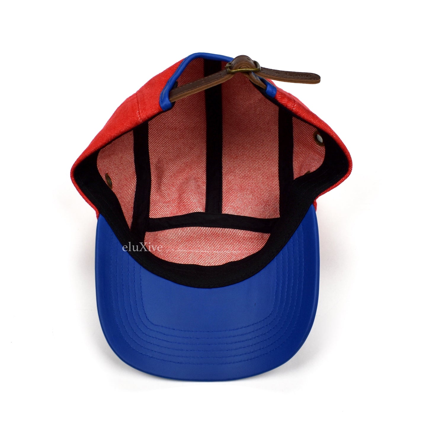 Supreme - 2-Tone Leather Brim Box Logo Hat (Red/Blue)