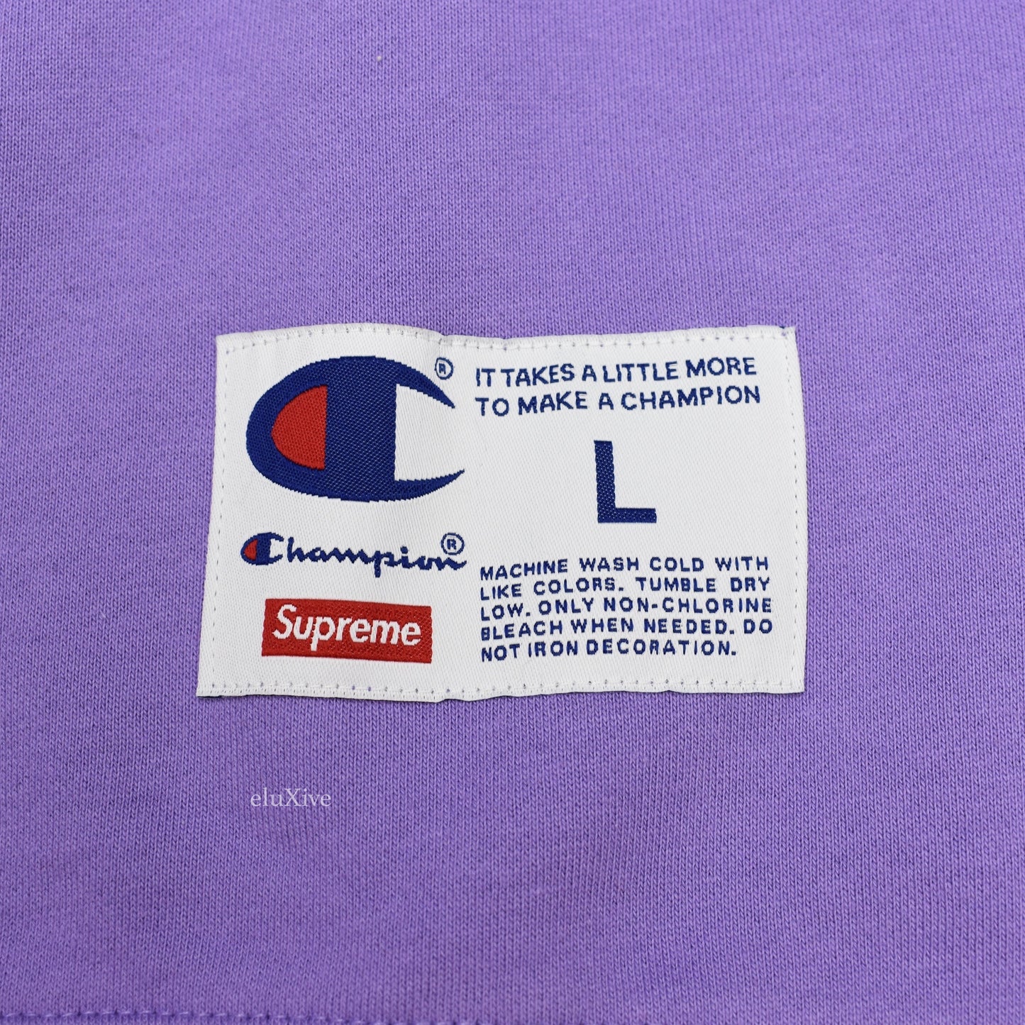 Supreme x Champion - Purple 'Stay in School' Logo Sweatshirt