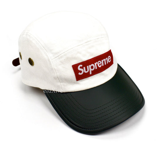 Supreme - 2-Tone Leather Brim Box Logo Hat (White/Green)