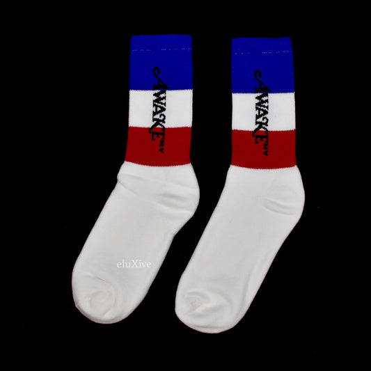 Awake NY - Red / White / Blue Stripe Logo Socks