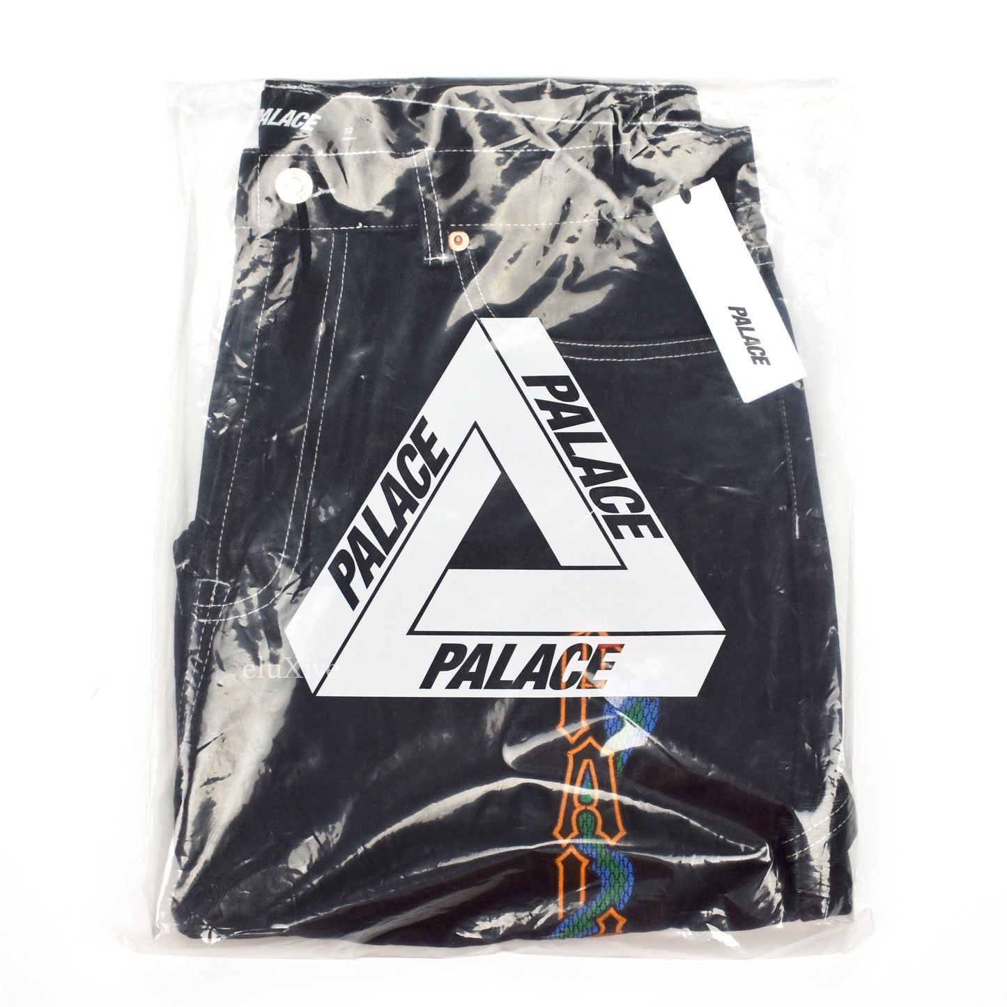 Palace - Snake Logo Embroidered 'Sphesh' Denim Shorts (Black)