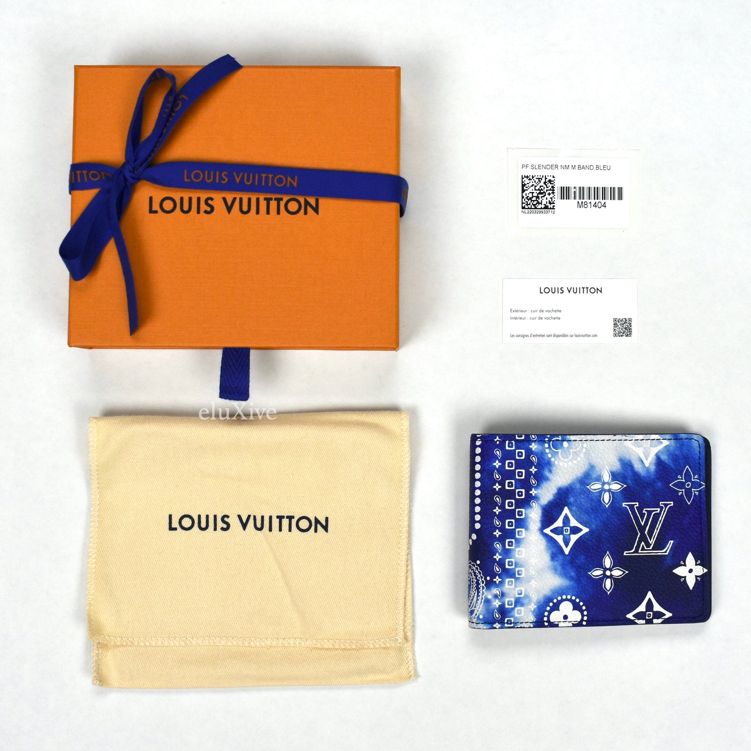 Louis Vuitton Blue Bandana Slender Wallet Leather Brand New