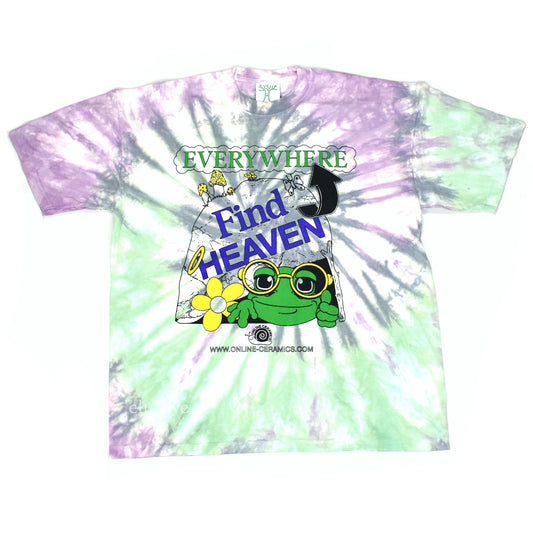 Online Ceramics - Find Heaven Everywhere Tie-Dye T-Shirt (Green/Puprle)