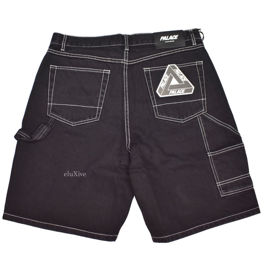 Palace - Snake Logo Embroidered 'Sphesh' Denim Shorts (Black)