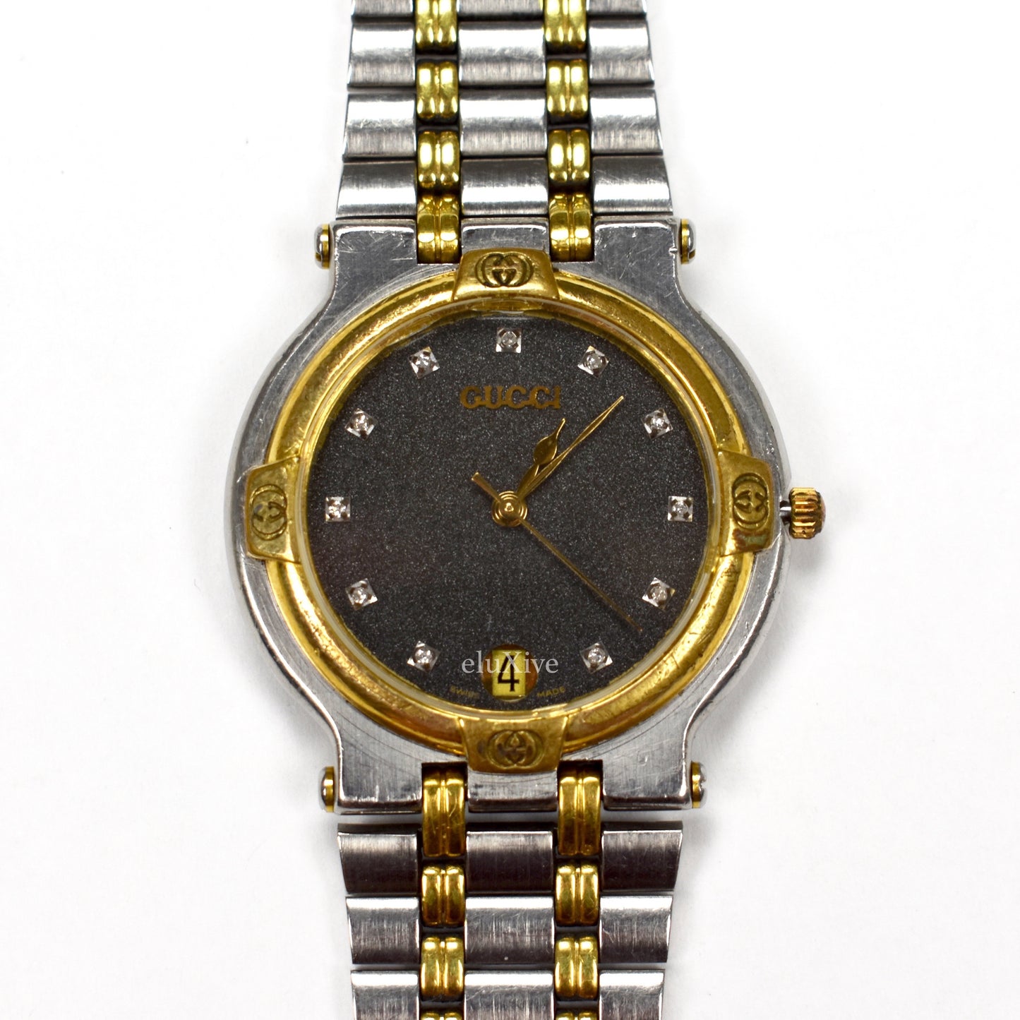 Gucci - 9000M Gold/Steel Diamond Dial Watch