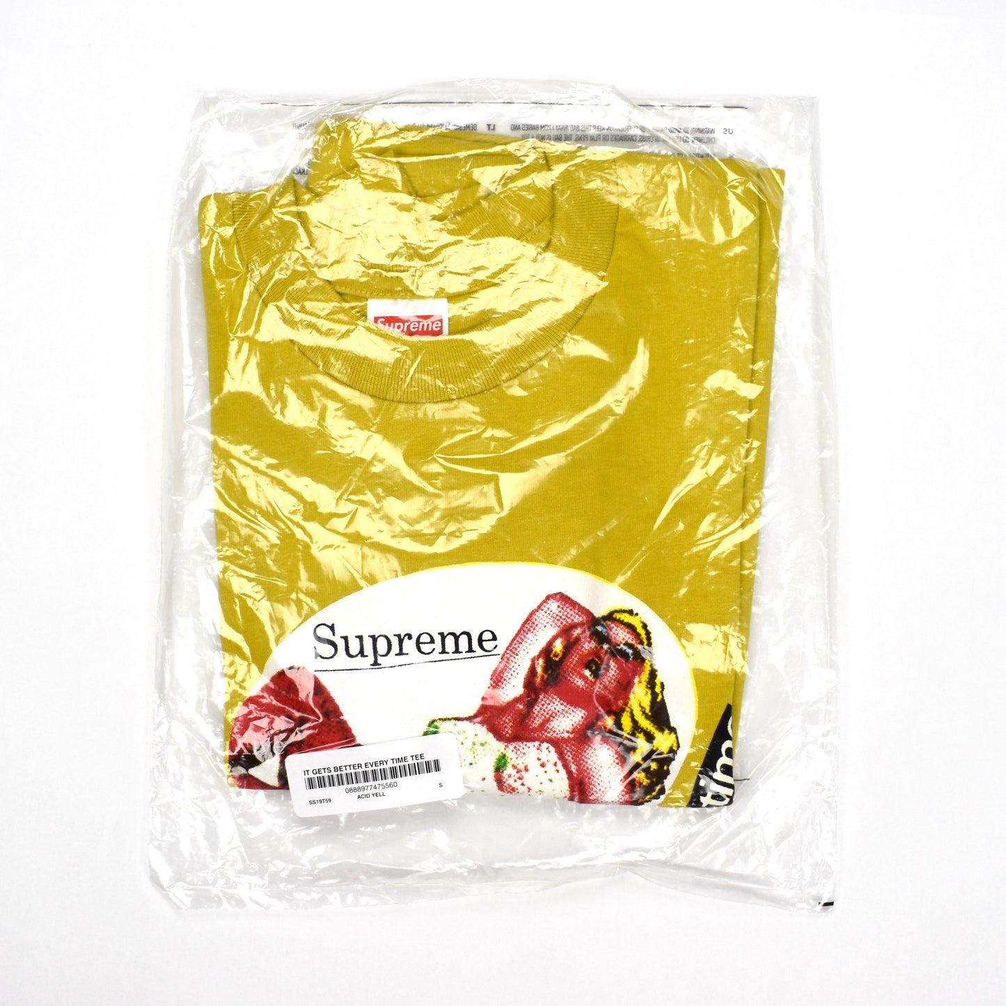 Supreme - It Gets Better Every Time Logo T-Shirt (Acid Yellow)