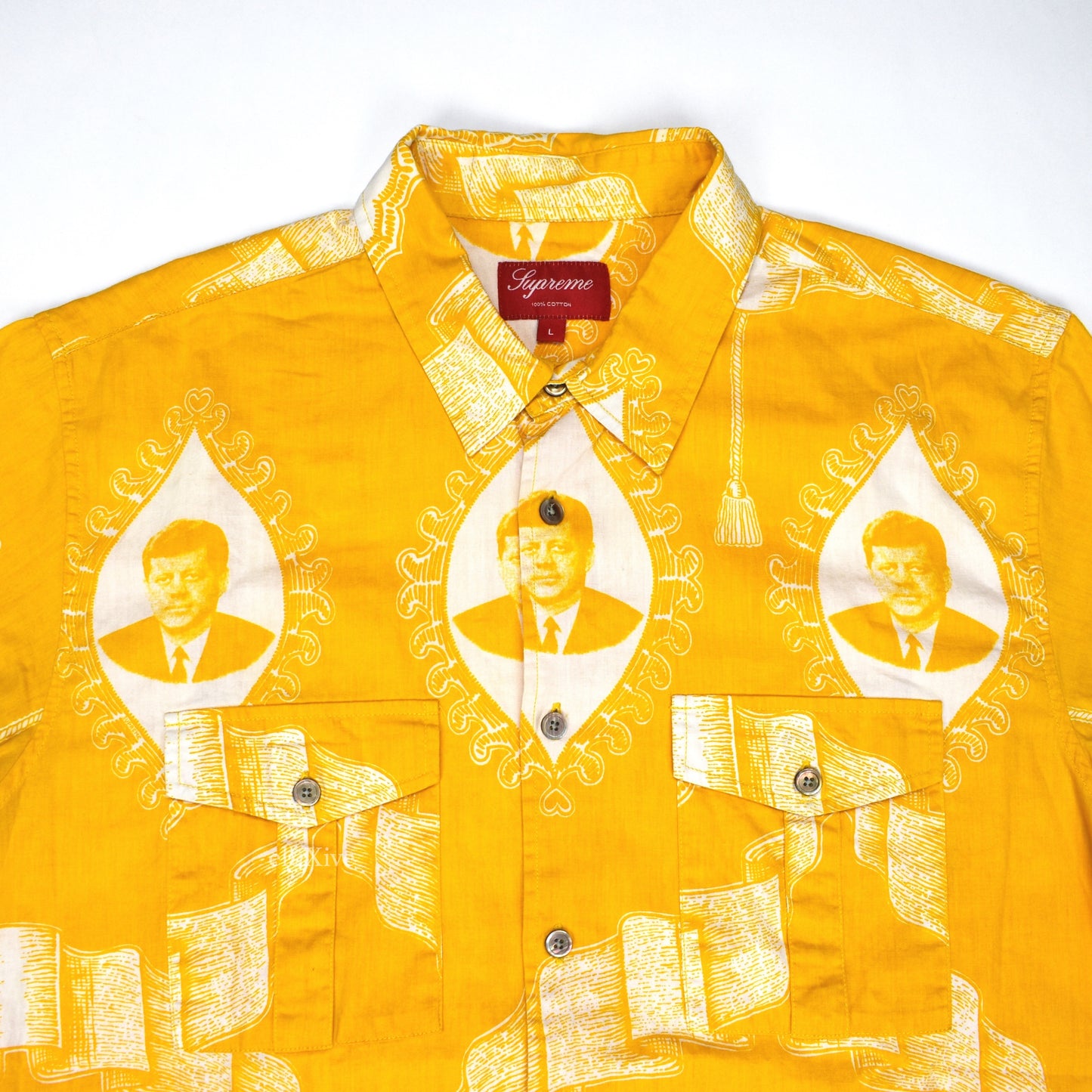 Supreme - Yellow JFK Print S/S Button Down Shirt