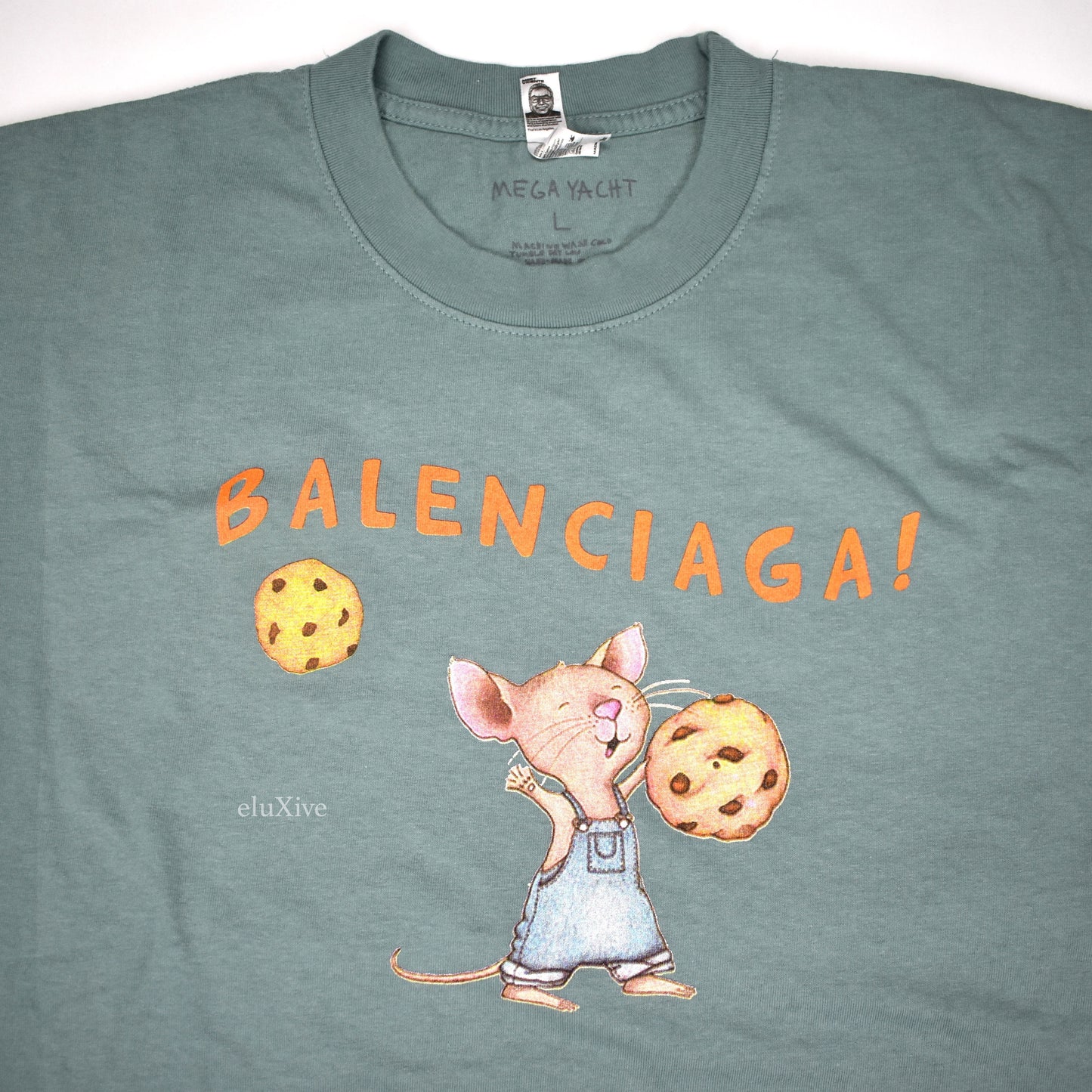 Mega Yacht - Green 'Balenciaga' Cookie Logo T-Shirt