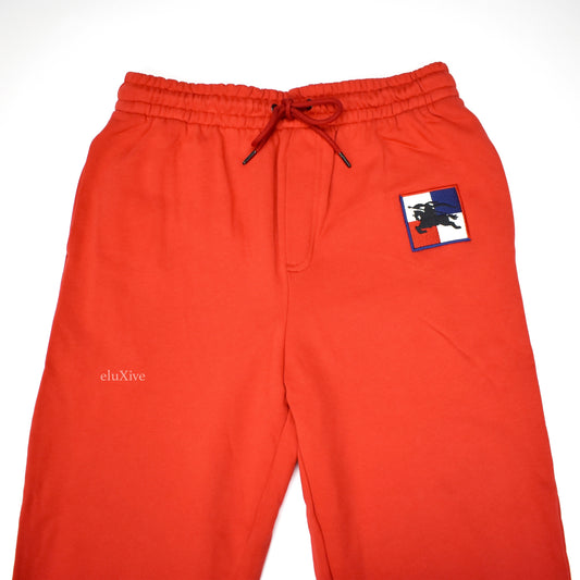 Burberry - Red Logo Embroidered Jogger Pants