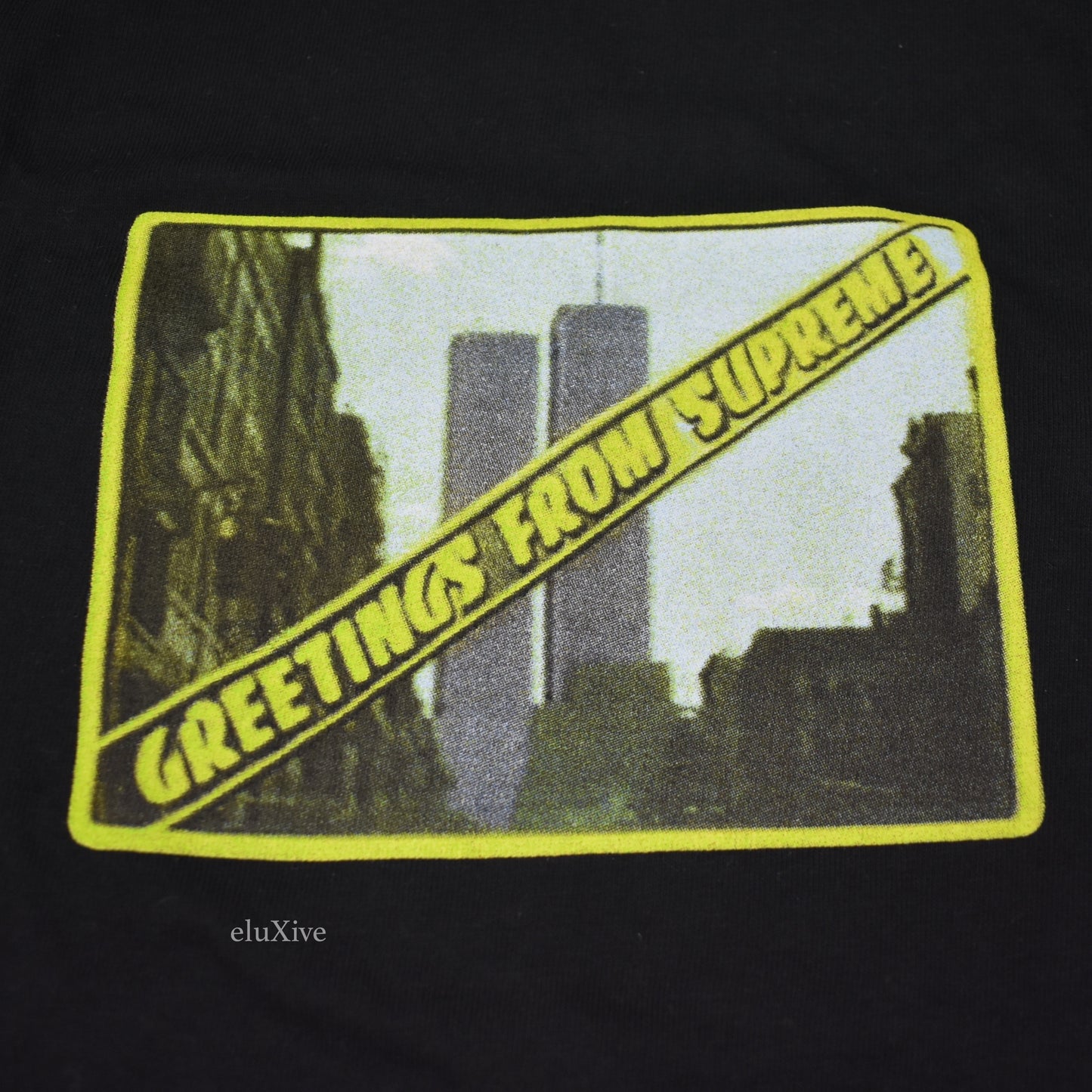 Supreme - Greetings From NY Logo T-Shirt (Black)
