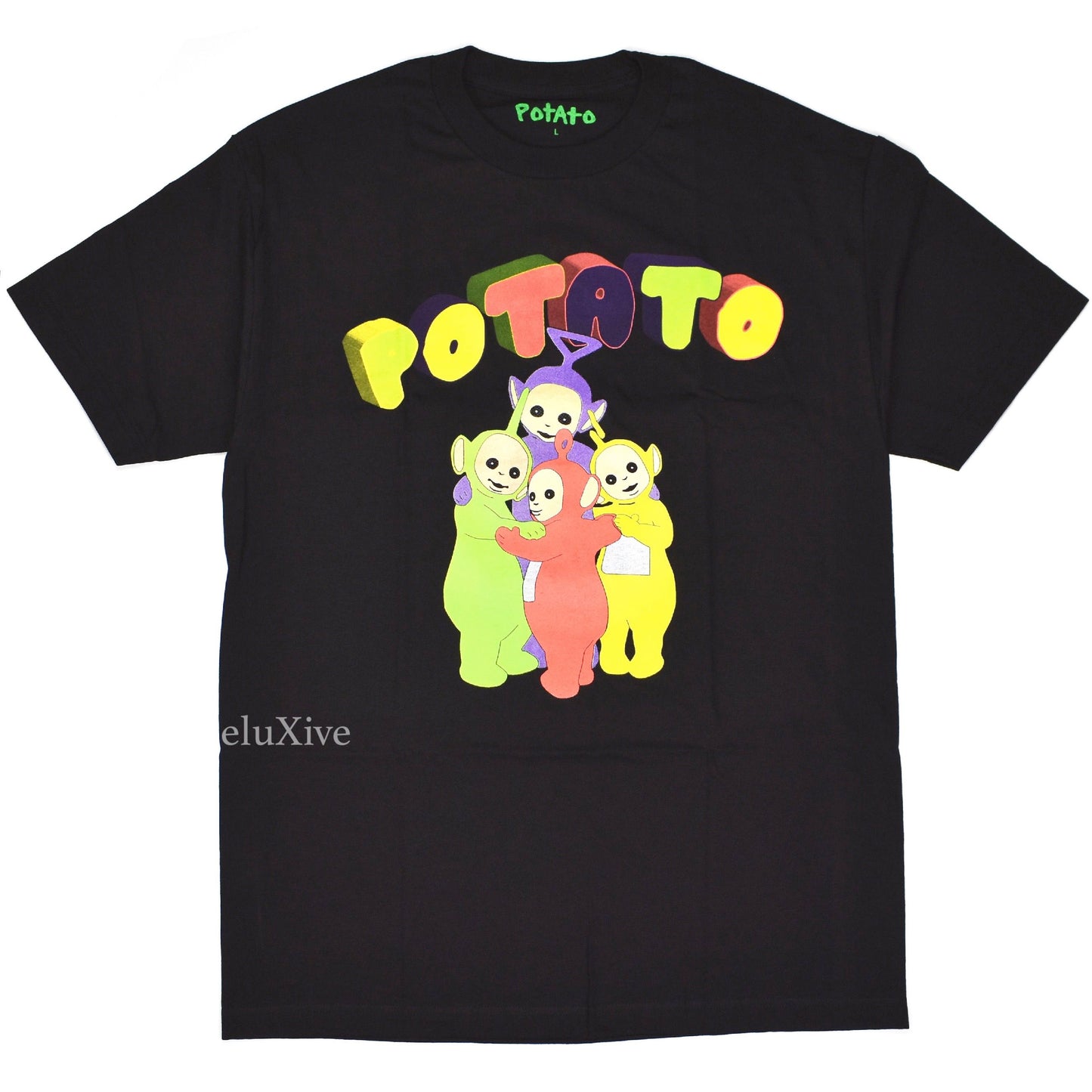 Imran Potato - Black 'Teletubbies' Tubby Logo T-Shirt