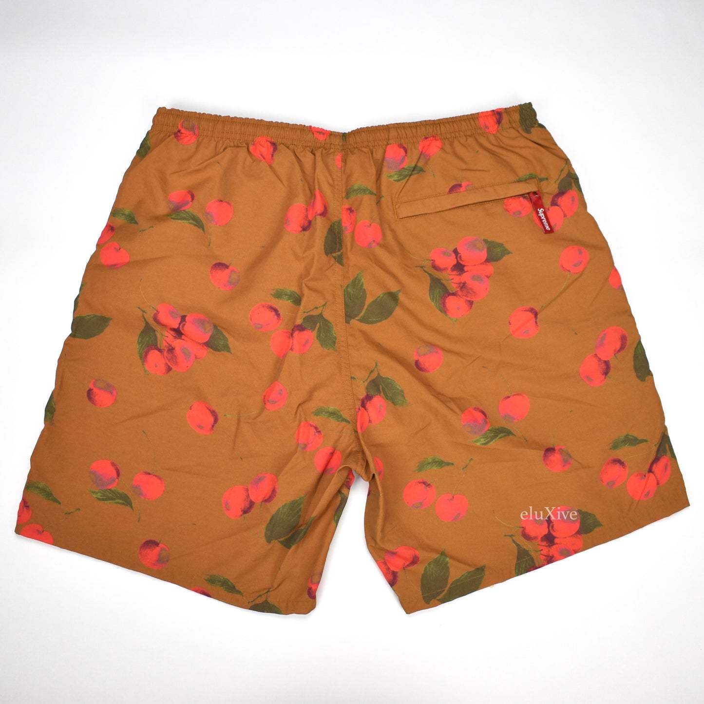 Supreme - Brown Cherry Print Box Logo Swim Shorts