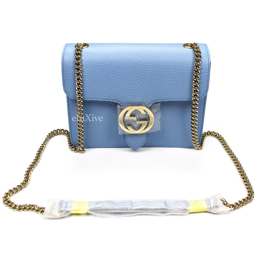 Gucci - Light Blue GG Buckle Chain Strap Bag