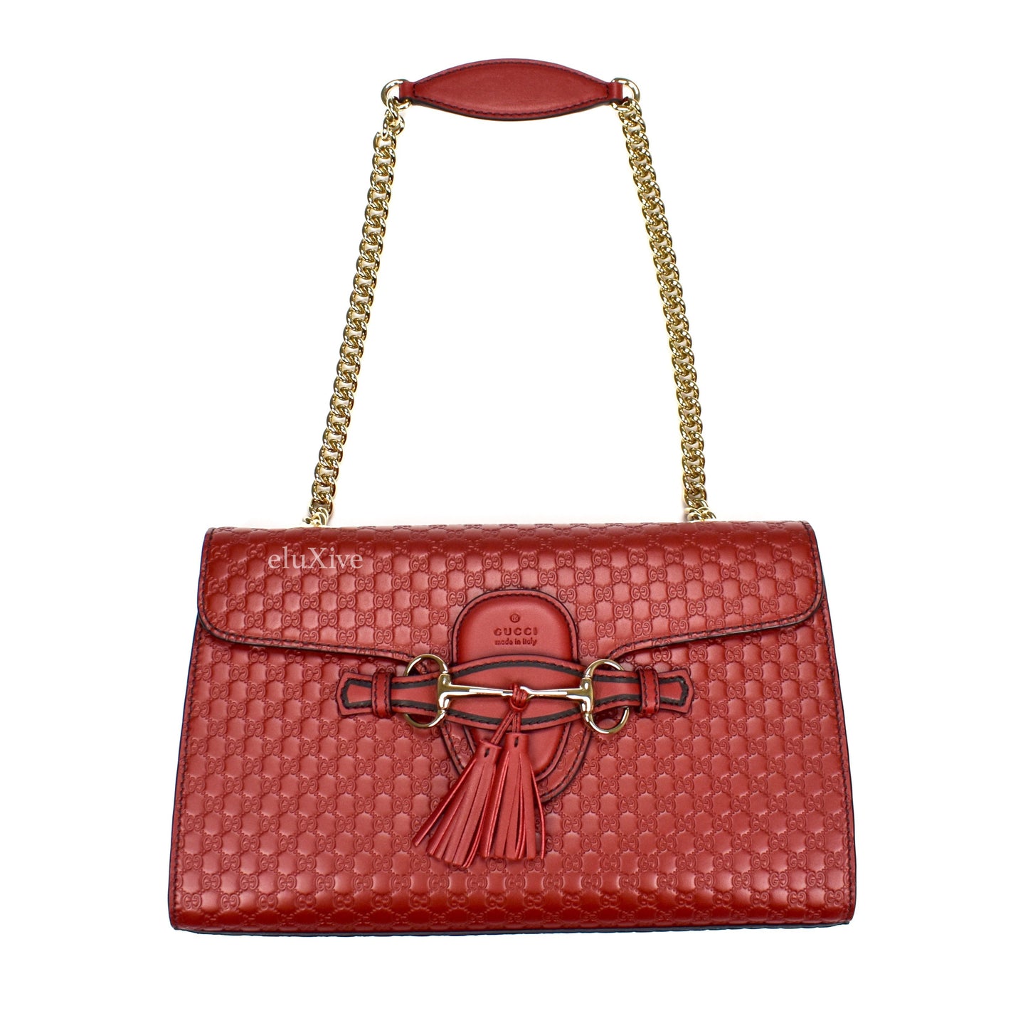 Gucci - Red Guccissima Logo Horsebit 'Emily' Bag