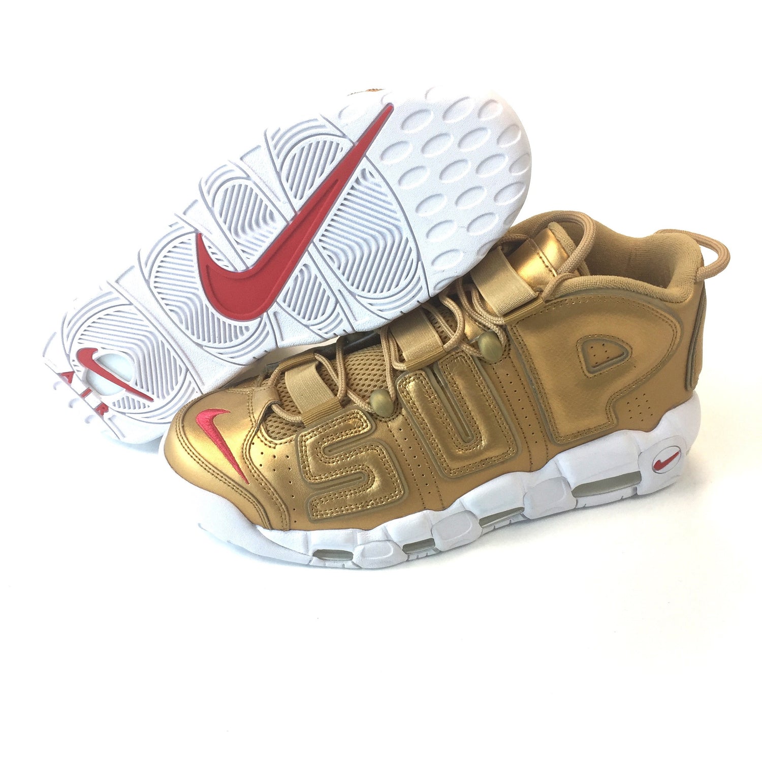 Supreme x Nike Air More Uptempo Metallic Gold Size 11